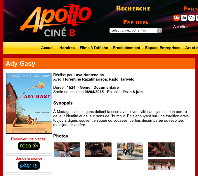Projection à Rochefort
ROCHEFORT (17) - Apollo Ciné8
ven 8 juin 20:15
avec l’association Zanatany 17